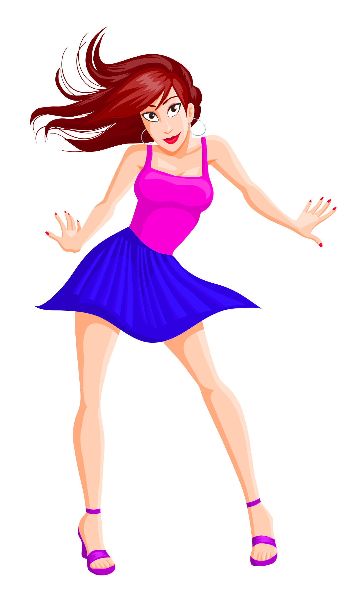 Animated Dancing Girlin Pinkand Blue