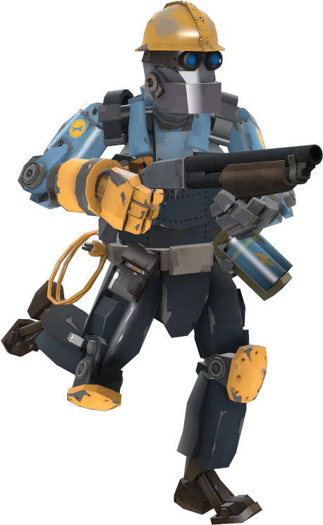 Animated Engineer Character With Gun