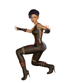 Animated Female Character Action Pose