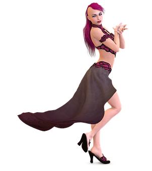 Animated Female Character Red Hair Dancing Pose