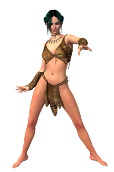 Animated Female Characterin Tribal Costume