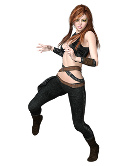 Animated Female Dancerin Black Outfit