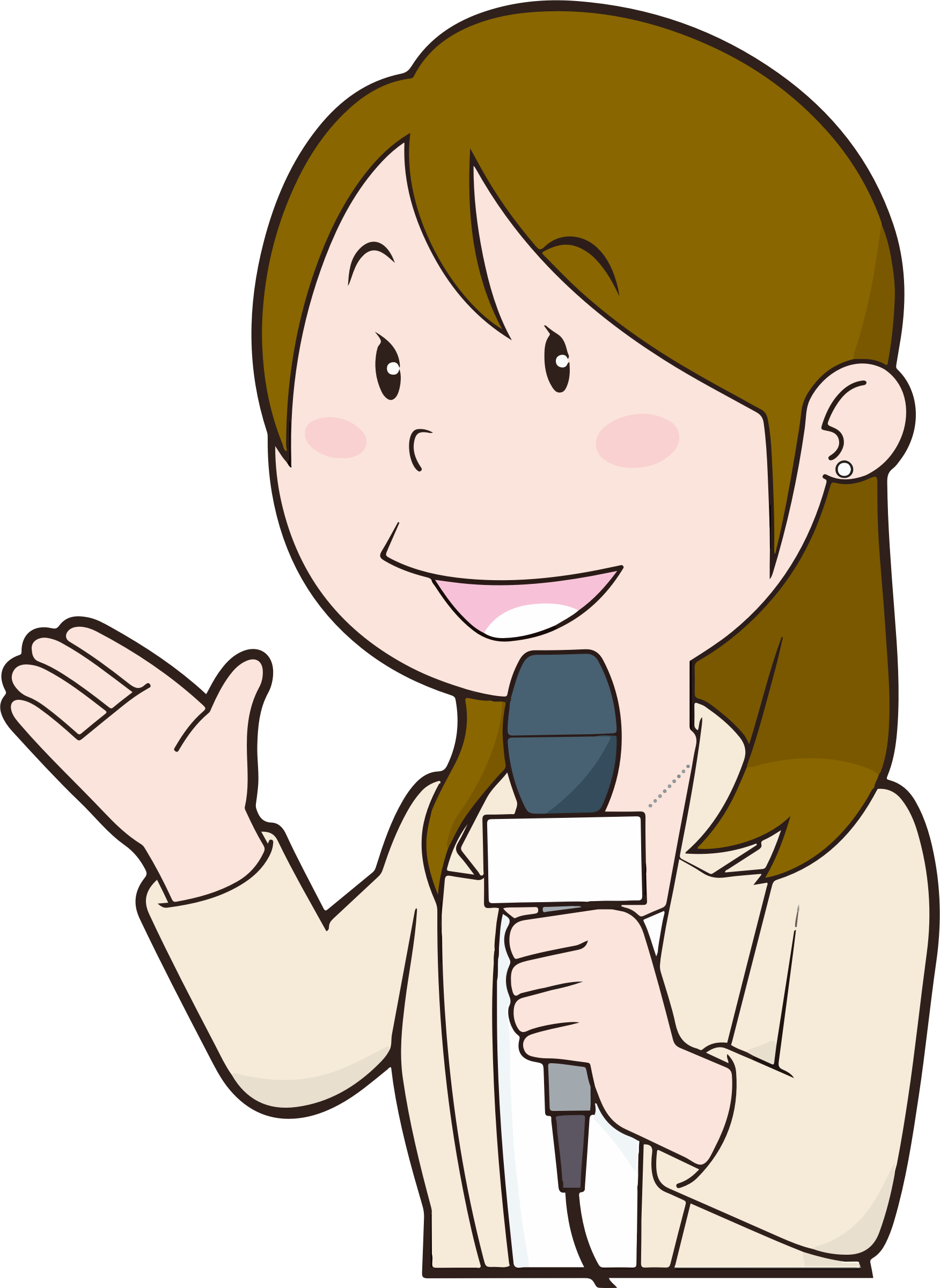 Animated Female Reporter With Microphone