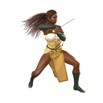 Animated Female Warrior Action Pose