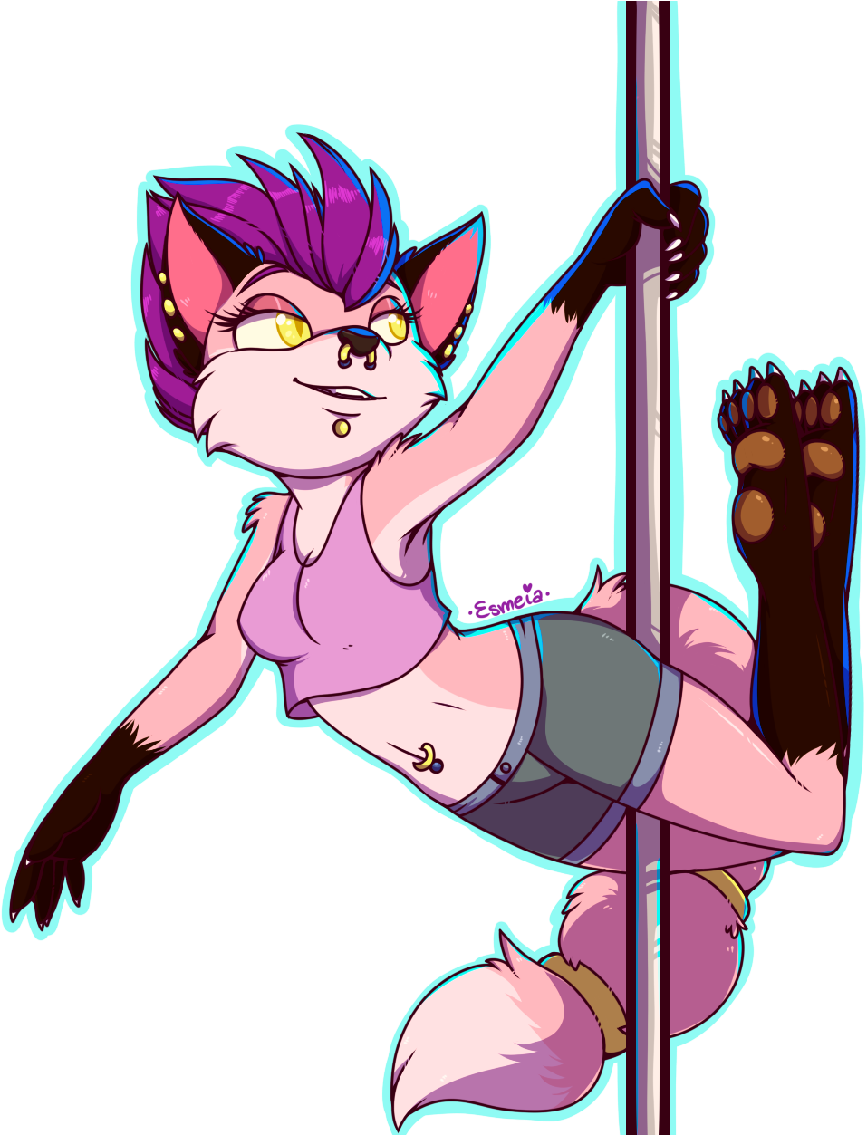 Animated_ Fox_ Pole_ Dance_ Illustration