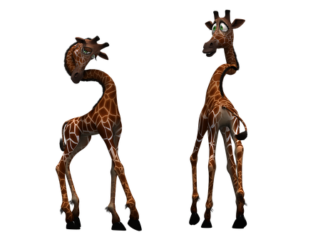 Animated Giraffes Two Poses