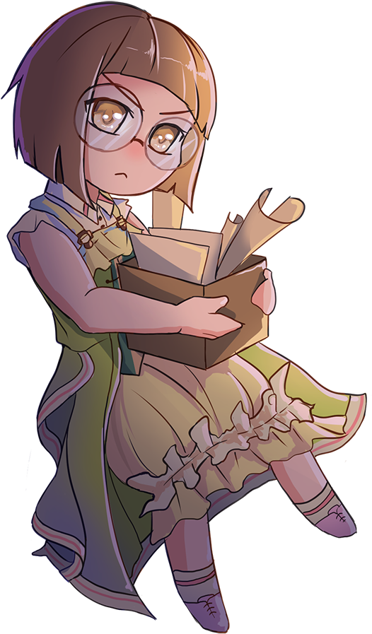 Animated Girl Holding Books