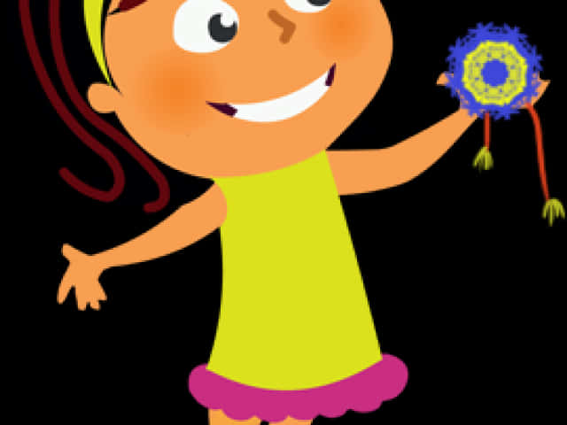 Animated Girl Holding Rakhi