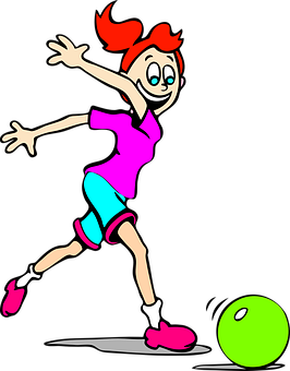 Animated Girl Playing Bowling