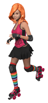 Animated Girl Roller Skating