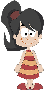 Animated Girl Striped Dress