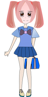 Animated Girlin Blue Outfit