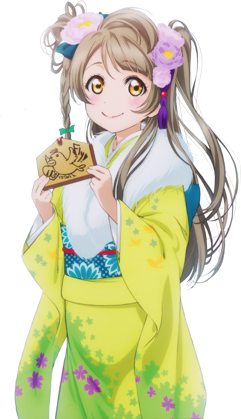 Animated Girlin Green Kimonowith Fan
