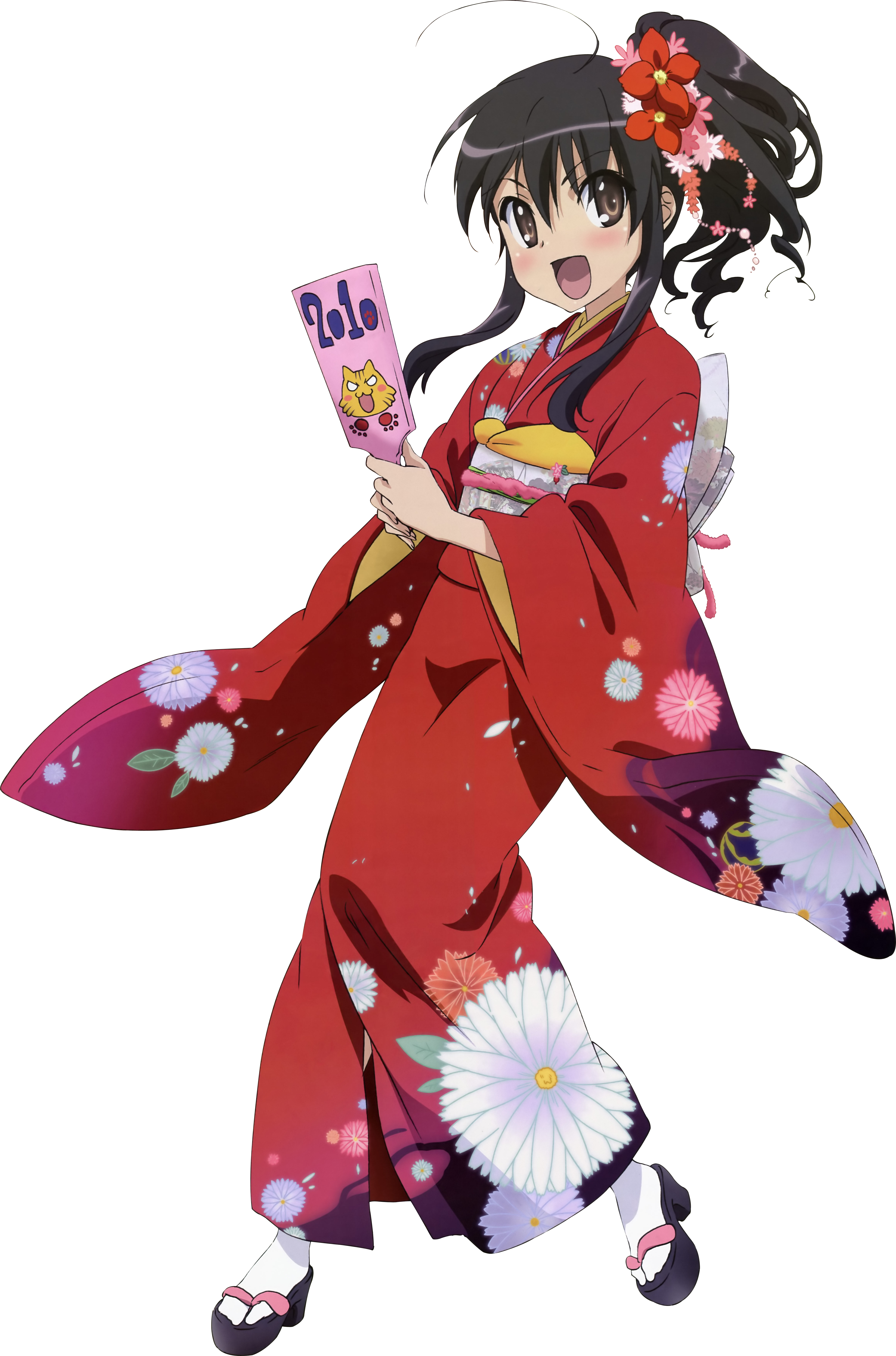 Animated Girlin Red Kimono