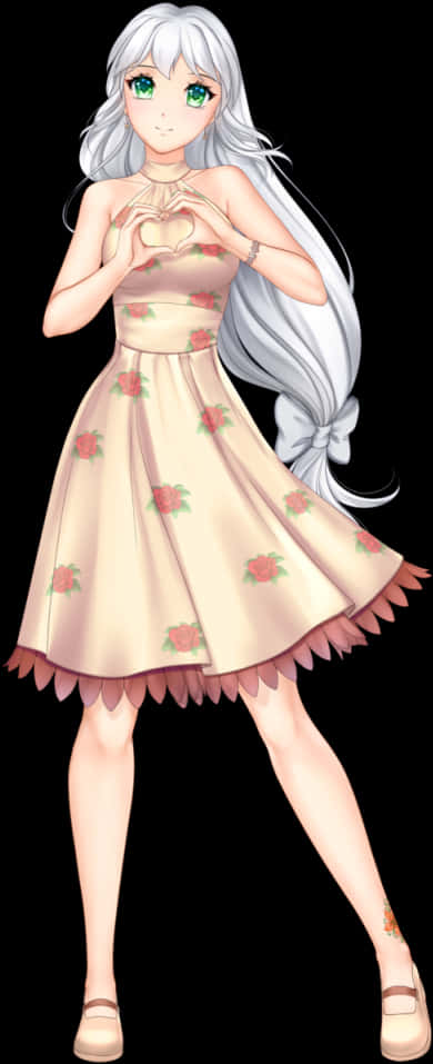 Animated Girlwith Long Silver Hair