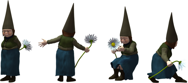 Animated Gnome With Flower Sequence