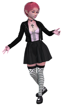 Animated Gothic Girl Pose