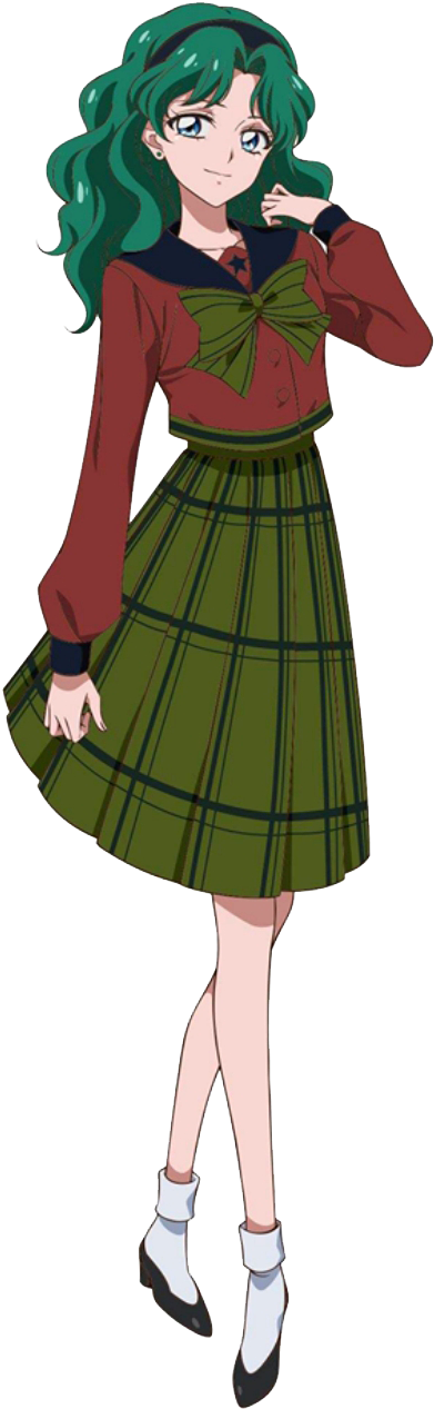 Animated Green Haired Girlin School Uniform