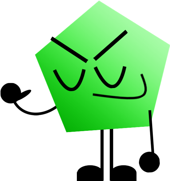 Animated Green Pentagon Character