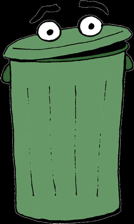 Animated Green Trash Can Character