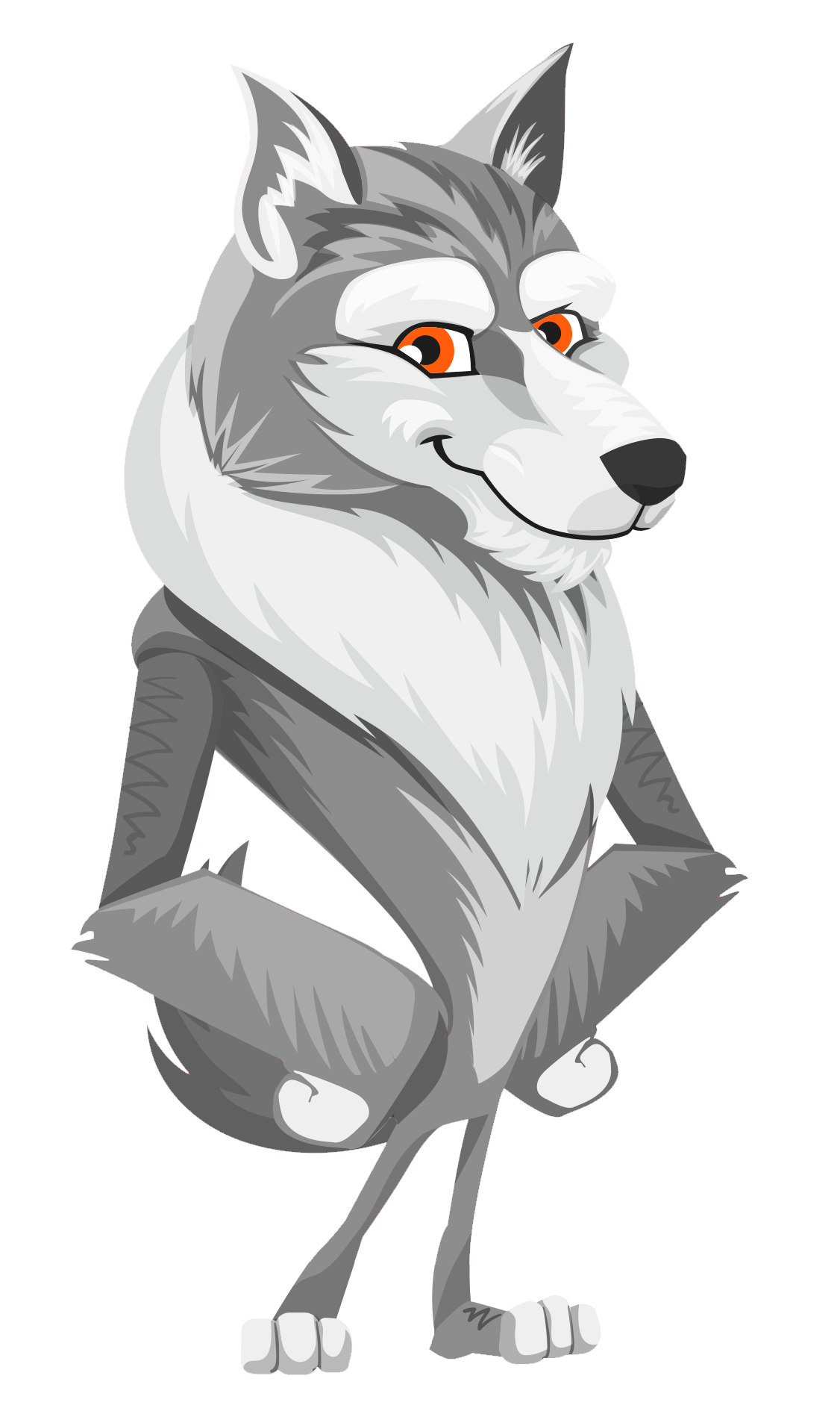 Animated Grey Wolf Character