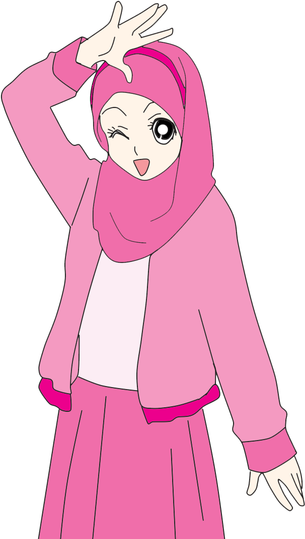 Animated Hijab Girl Posing