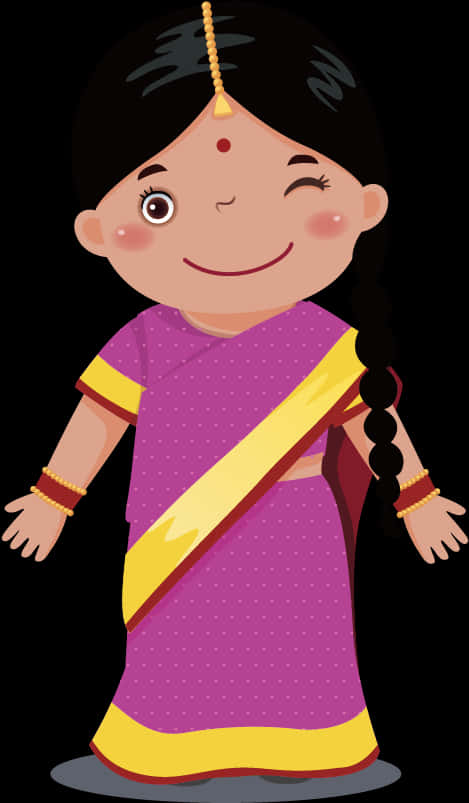 Animated Indian Girlin Traditional Saree