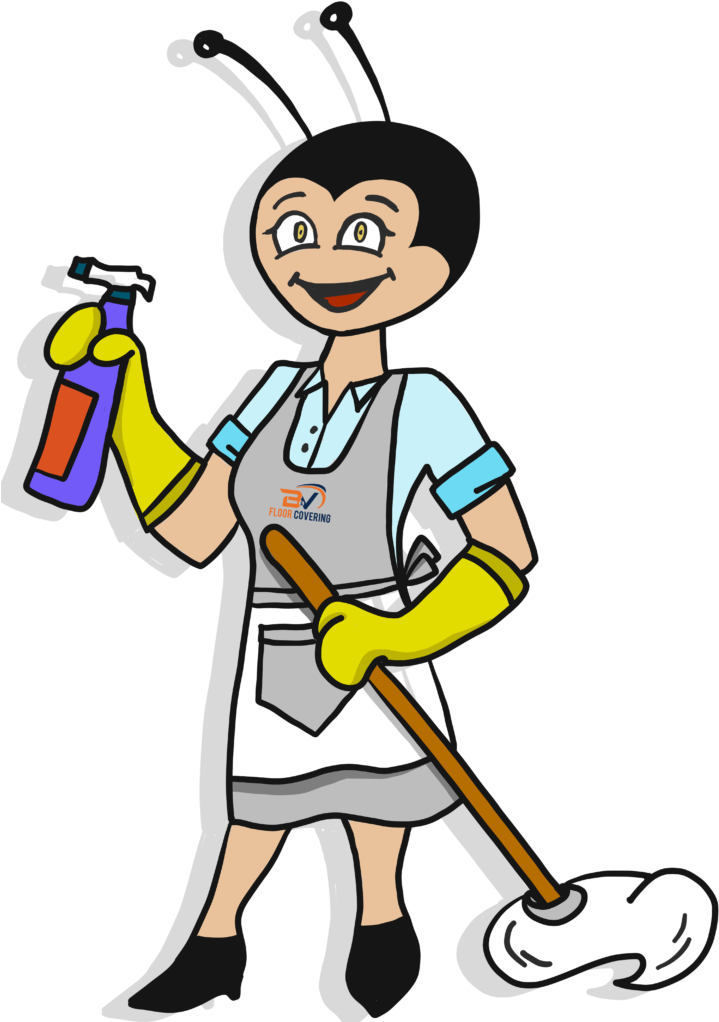 Animated Janitor Bee Cleaning Illustration