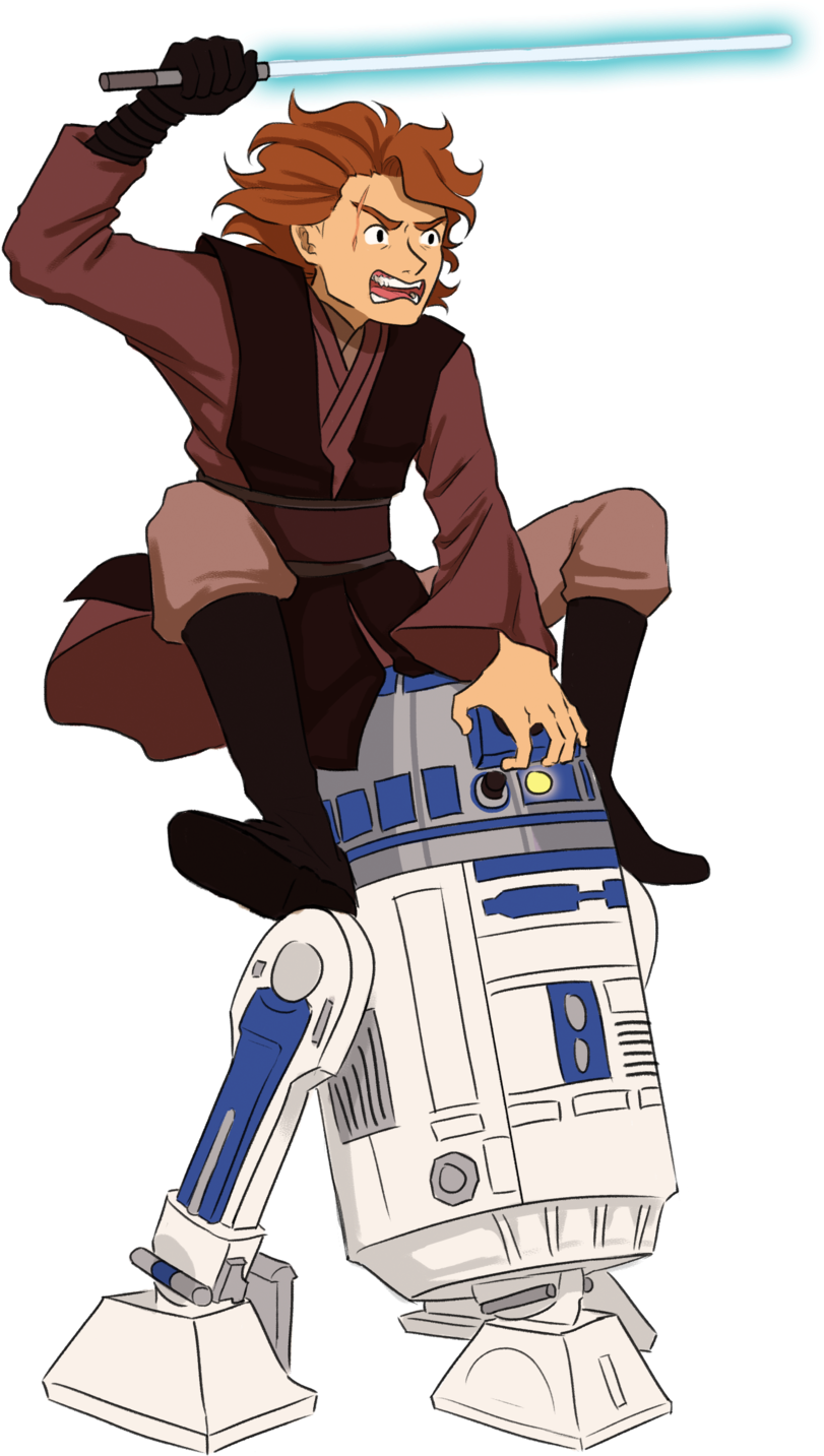 Animated Jediand R2 D2 Action Pose