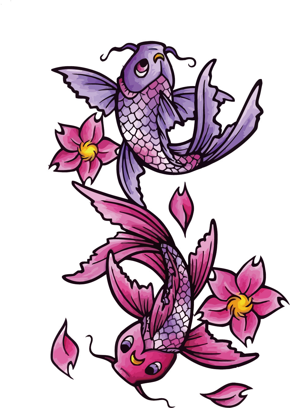 Animated Koi Fishand Flowers