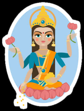 Animated Lakshmi Holding Lotus Flowers