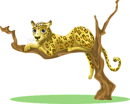 Animated Leopard On Tree Branch