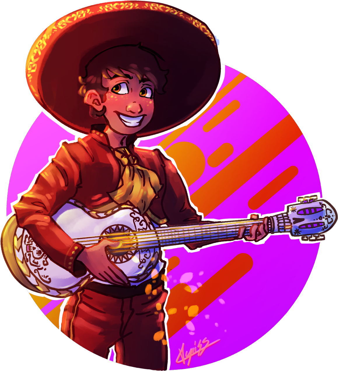 Animated Mariachi Guitar Player