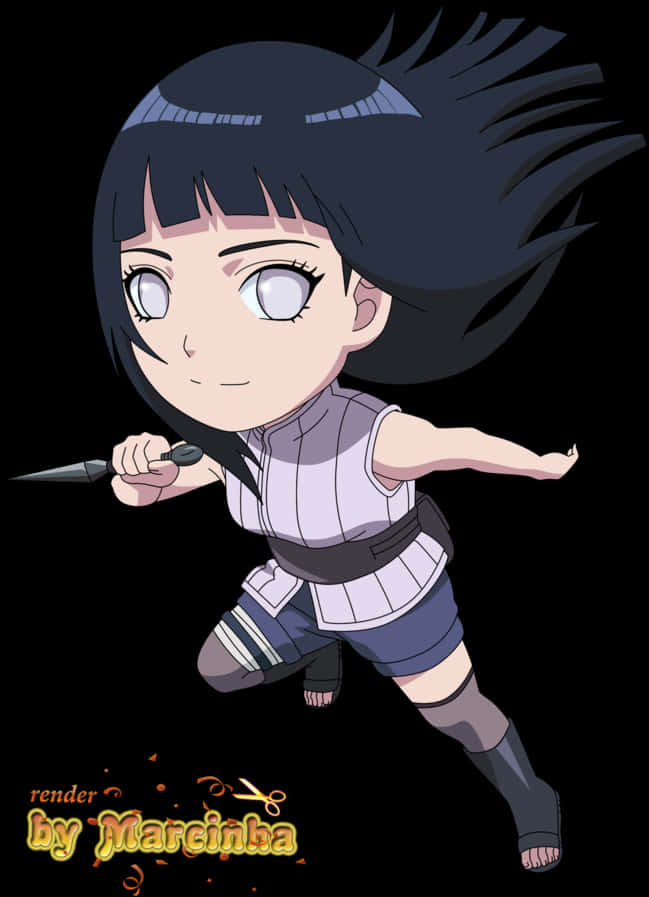 Animated Ninja Girl Action Pose