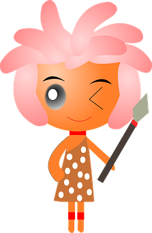 Animated Pink Haired Artist Character