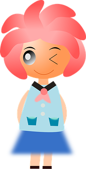 Animated Pink Haired Girl Character