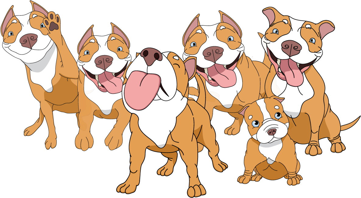 Animated Pitbull Dogs Gathering