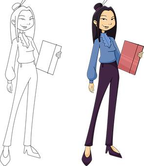 Animated Professional Woman Holding File