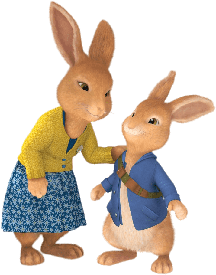 Animated Rabbit Characters Caring Moment