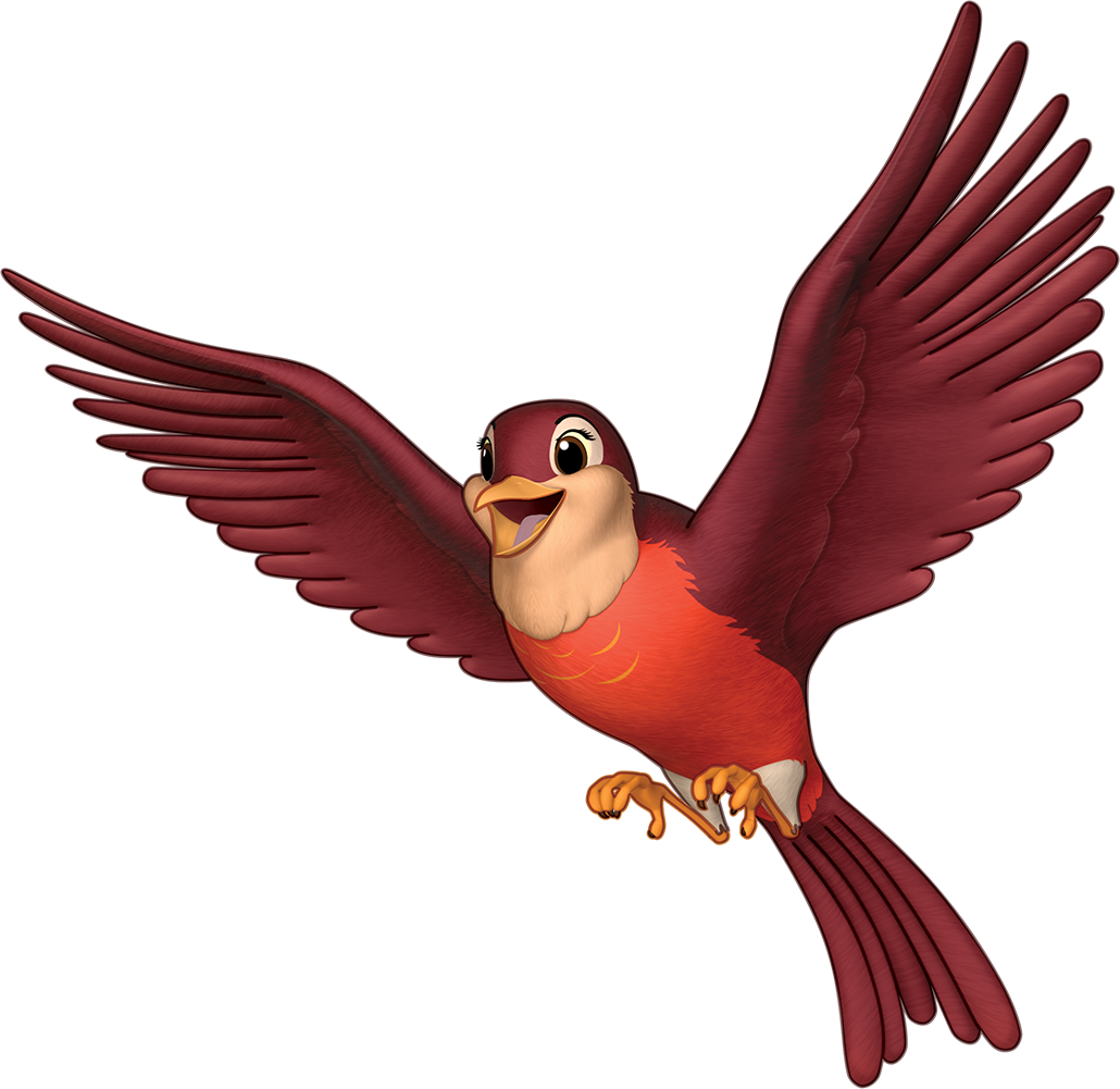 Animated Red Bird In Flight