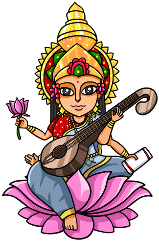 Animated Saraswati Goddess Illustration