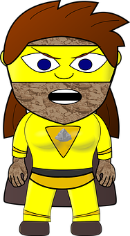 Animated Superhero Character Yellow Costume