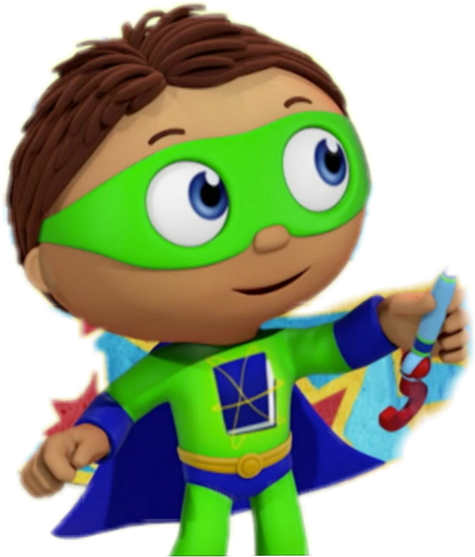 Animated Superhero Child Holding Map