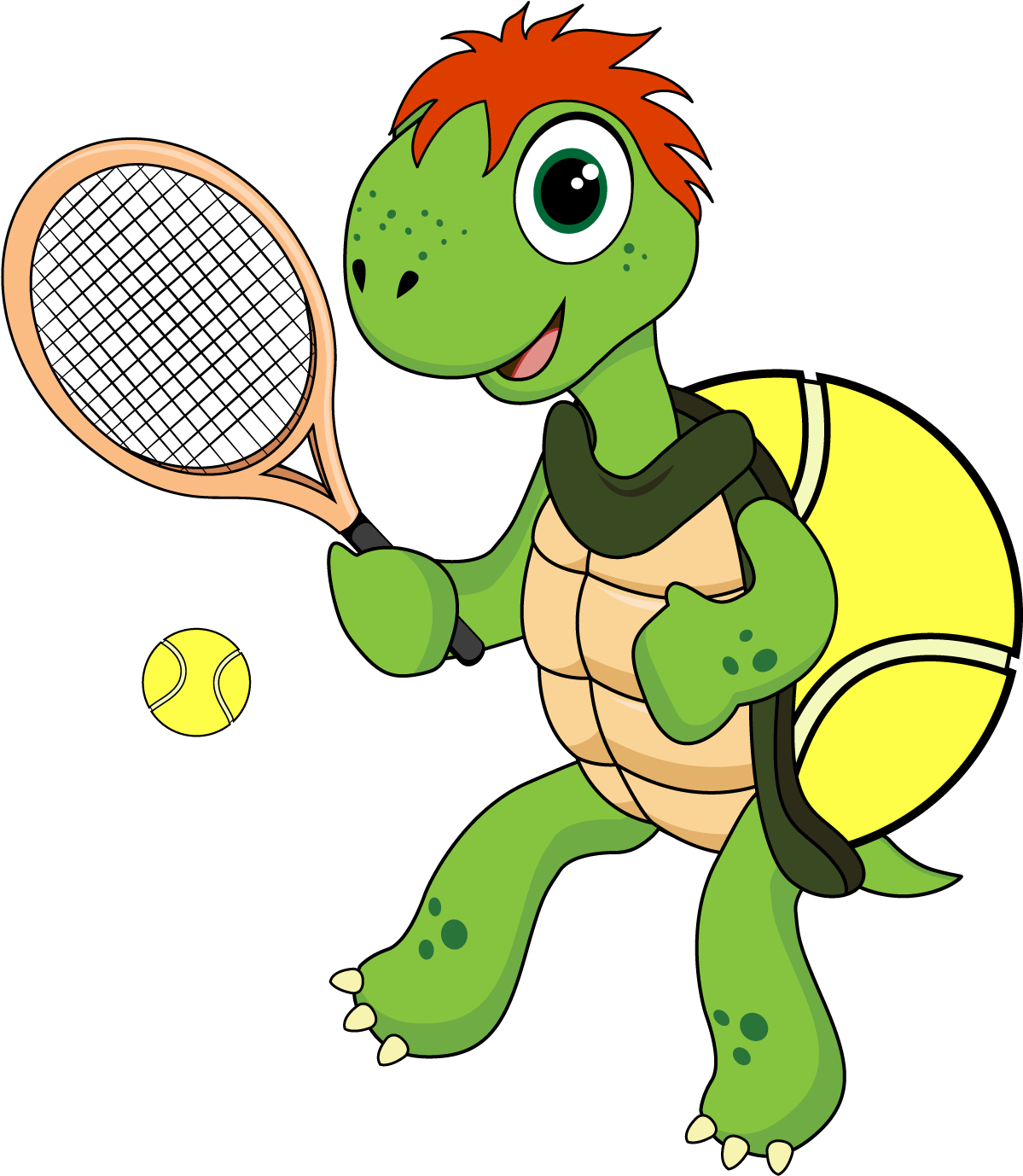 Animated Tennis Playing Turtle