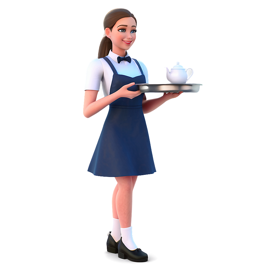 Animated Waitress Character Png Pxy