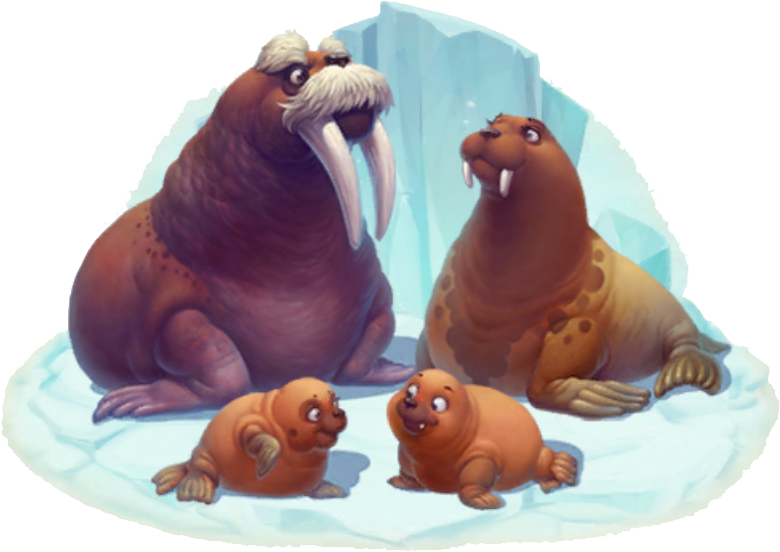 Animated Walrus Family Iceberg