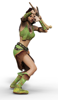 Animated Warrior Woman Pose