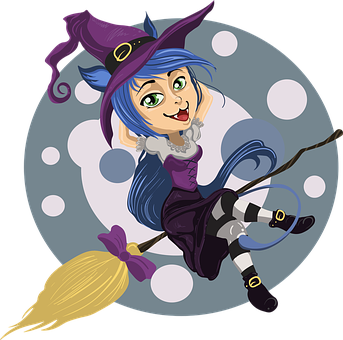 Animated Witchon Broomstick