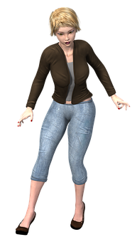 Animated Woman Casual Attire