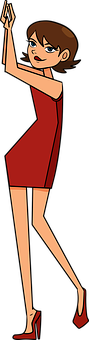 Animated Womanin Red Dress